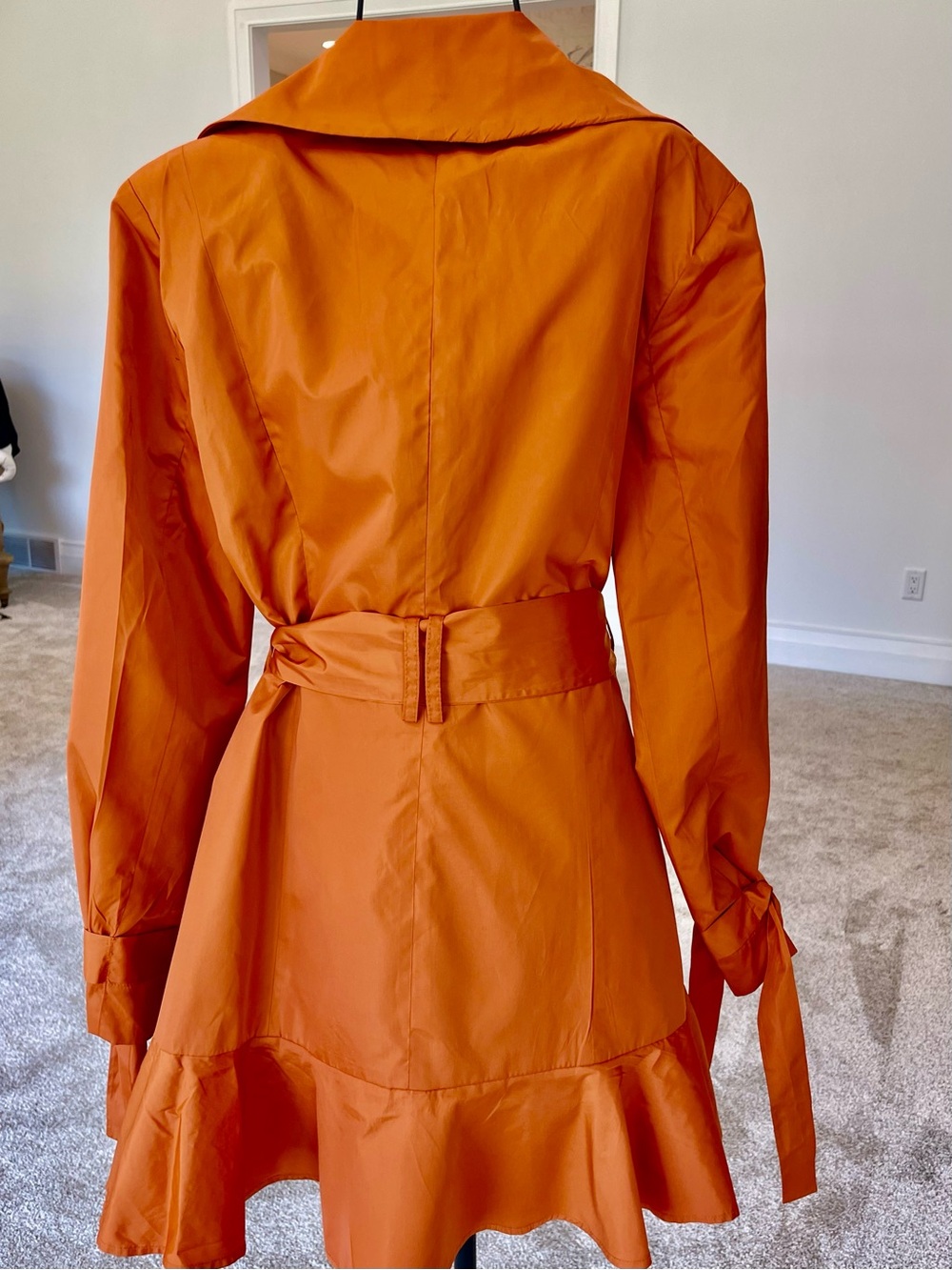 Cole Haan Perfect Orange Trench Coat Tie Waist / Tie Sleeves,a timeless-classic! - Picture 5 of 7